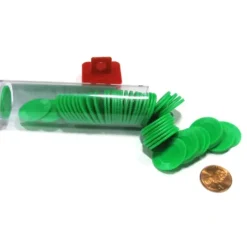 Cards>Set of 50 7/8" Easy Stacking Plastic Mini Playing Poker Chips - Green - Your Source for Gaming Essentials