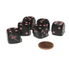 Dice>Set of 6 Flamingo 16mm D6 Round Edged Animal Dice - Black with Pink Pips - Your Source for Gaming Essentials