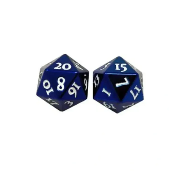 Dice>Set of 2 Heavy D20 Metal Dice - Blue - Your Source for Gaming Essentials