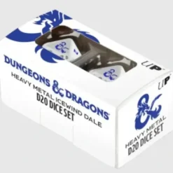 Dice>Set of 2 Icewind Dale Metal D20 D&D RPG Dice - White with Blue Numbers - Your Source for Gaming Essentials