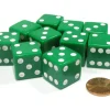 Dice>Set of 10 Large Six Sided Square Opaque 19mm D6 Dice - Green with White Pips - Your Source for Gaming Essentials