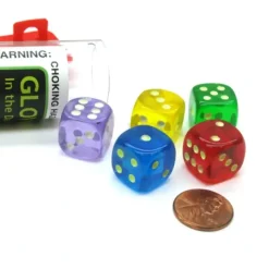 Dice>Set of 5 16mm Glow In the Dark Spots Dice - 1 Ea of Blue Green Purple Red Yellow - Your Source for Gaming Essentials