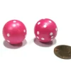 Dice>Set of 2 22mm Round Dice, Weighted to Display Number - Pink with White Pips - Your Source for Gaming Essentials