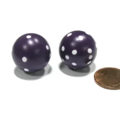 Dice>Set of 2 22mm Round Dice, Weighted to Display Number - Purple with White Pips - Your Source for Gaming Essentials