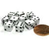Dice>Set of 10 8mm Six-Sided D6 Small Square-Edge Dice - White with Black Pips - Your Source for Gaming Essentials