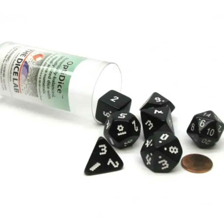 Dice>Set of 7 Numerically Balanced OptiDice: D4 D6 D8 D10 D12 D20 - Choose Your Color - Your Source for Gaming Essentials