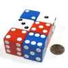 Dice>Set of 6 Patriotic D6 25mm Large Opaque Jumbo Dice- 2 Each of Red White and Blue - Your Source for Gaming Essentials