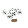 Dice>Set of 6 Raven 16mm D6 Round Edged Animal Dice - White with Black Pips - Your Source for Gaming Essentials