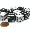 Dice>Set of 10 Six Sided 16mm D6 Dice - 5 Black w White Pip and 5 White w Black Pip - Your Source for Gaming Essentials