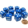 Dice>Set of 10 Six Sided Round Corner Opaque 16mm D6 Dice - Blue with White Pips - Your Source for Gaming Essentials