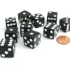 Dice>Set of 10 Six Sided Square Opaque 16mm D6 Dice - Black with White Pip Die - Your Source for Gaming Essentials