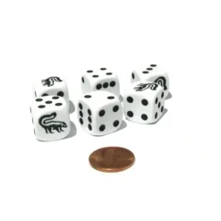 Dice>Set of 6 Skunk 16mm D6 Round Edged Animal Dice - White with Black Pips - Your Source for Gaming Essentials