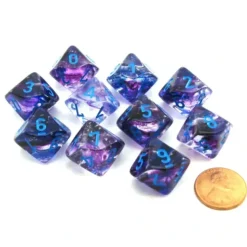 Dice>Set of Ten D10s Nebula Dice Set with Luminary - Nocturnal with Blue Numbers - Your Source for Gaming Essentials