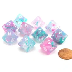 Dice>Set of Ten D10s Nebula Dice Set with Luminary - Wisteria with White Numbers - Your Source for Gaming Essentials