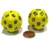 Dice>Set of 2 Triantakohedron D30 30 Sided 33mm Jumbo Dice - Yellow w Black Numbers - Your Source for Gaming Essentials