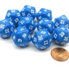 Dice>Set of 10 Twenty Sided 19mm D20 Opaque RPG Dice - Blue with White Numbers Die - Your Source for Gaming Essentials