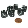 Dice>Set of 6 Unicorn 16mm D6 Round Edge Animal Dice - Black with White Pips - Your Source for Gaming Essentials