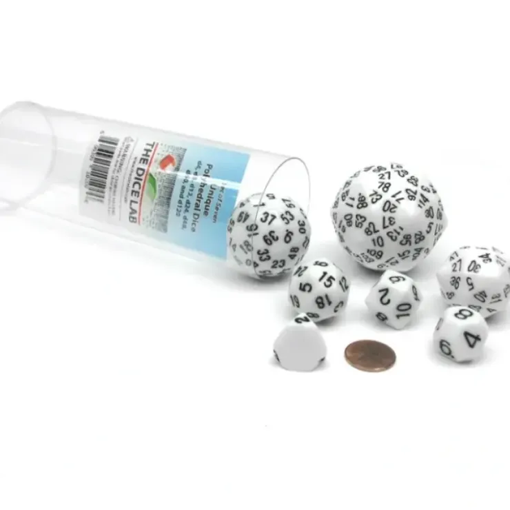 Dice>Set of 7 Unique Polyhedral Dice: D4 D8 D12 D24 D48 D60 D120 - Choose Your Color - Your Source for Gaming Essentials