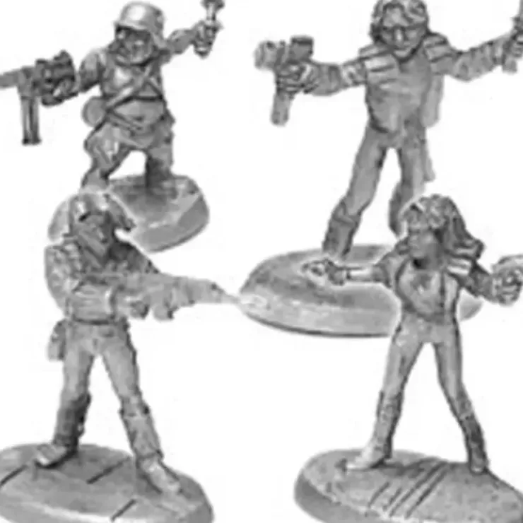 Tabletop Miniatures>Shadow Runners II 3 Street Samurai and 1 Combat Mage #20-515 Shadowrun RPG Minis - Your Source for Gaming Essentials