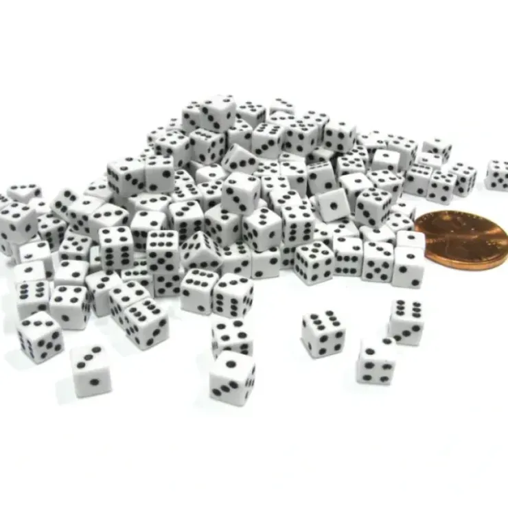 Dice>200 Six Sided D6 5mm .197 Inch Die Small Tiny Mini Miniature White Dice - Your Source for Gaming Essentials