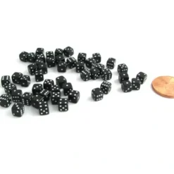 Dice>50 Six Sided D6 5mm .197 Inch Die Small Tiny Mini Miniature Black Dice - Your Source for Gaming Essentials