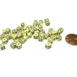 Dice>50 Six Sided D6 5mm .197 Inch Die Small Tiny Mini Miniature Ivory Dice - Your Source for Gaming Essentials