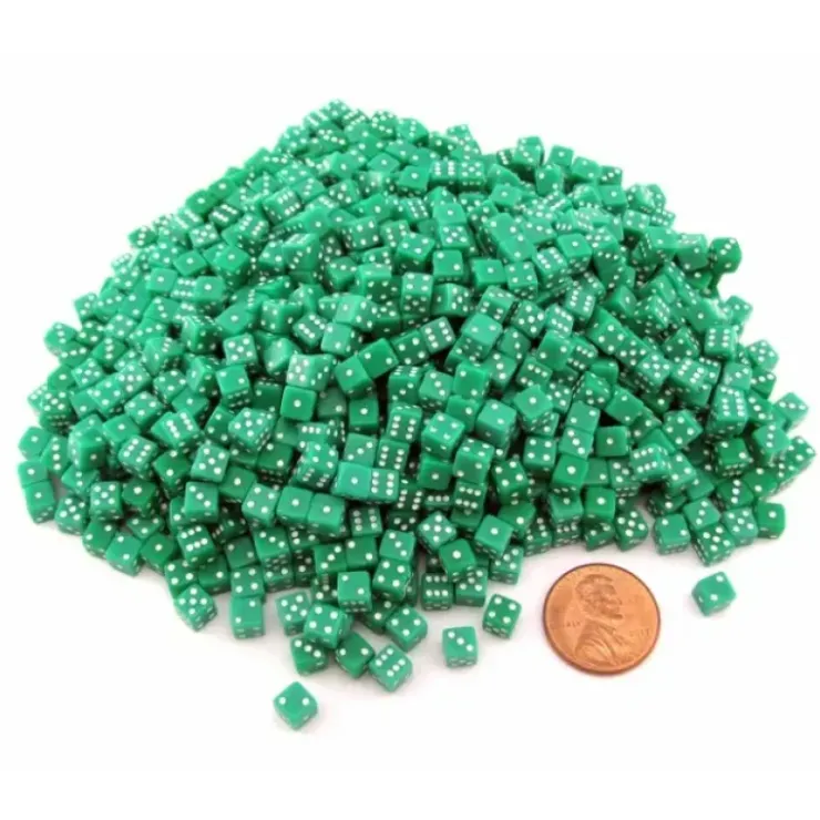Dice>1000 Six Sided D6 5mm .197 Inch Die Small Tiny Mini Miniature Green Dice - Your Source for Gaming Essentials