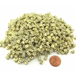 Dice>1000 Six Sided D6 5mm .197 Inch Die Small Tiny Mini Miniature Ivory Dice - Your Source for Gaming Essentials