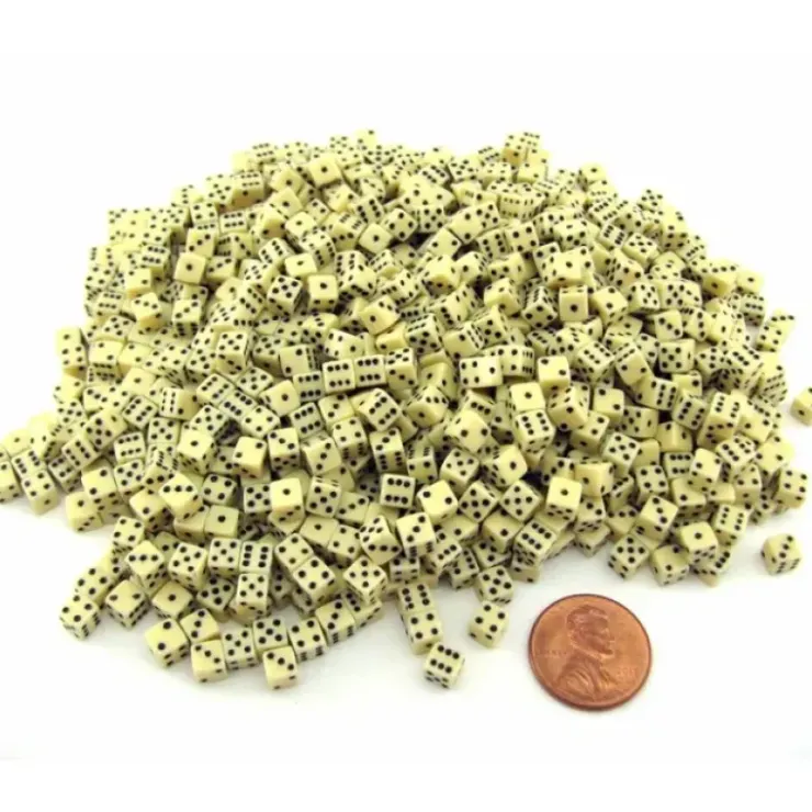 Dice>1000 Six Sided D6 5mm .197 Inch Die Small Tiny Mini Miniature Ivory Dice - Your Source for Gaming Essentials
