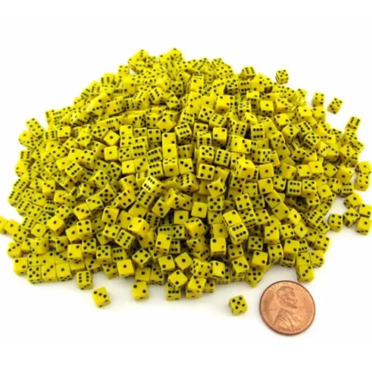 Dice>1000 Six Sided D6 5mm .197 Inch Die Small Tiny Mini Miniature Yellow Dice - Your Source for Gaming Essentials