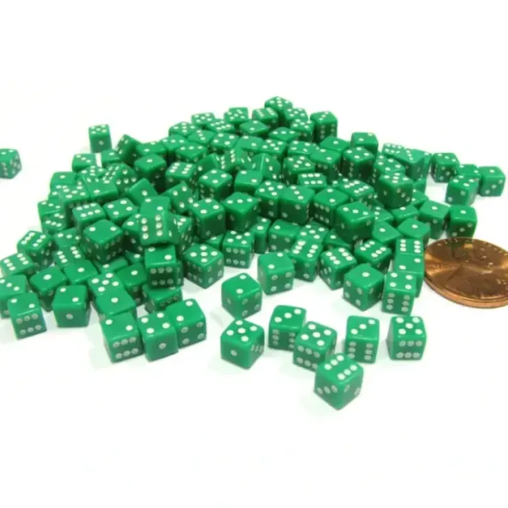 Dice>200 Six Sided D6 5mm .197 Inch Die Small Tiny Mini Miniature Green Dice - Your Source for Gaming Essentials