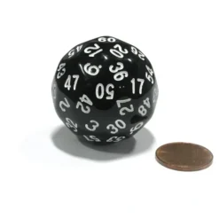 Dice>Sixty-Sided D60 35mm Large Gaming Dice - Black with White Numbers - Your Source for Gaming Essentials