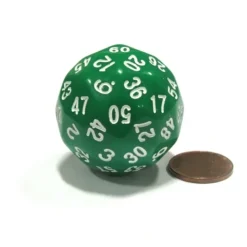 Dice>Sixty-Sided D60 35mm Large Gaming Dice - Green with White Numbers - Your Source for Gaming Essentials