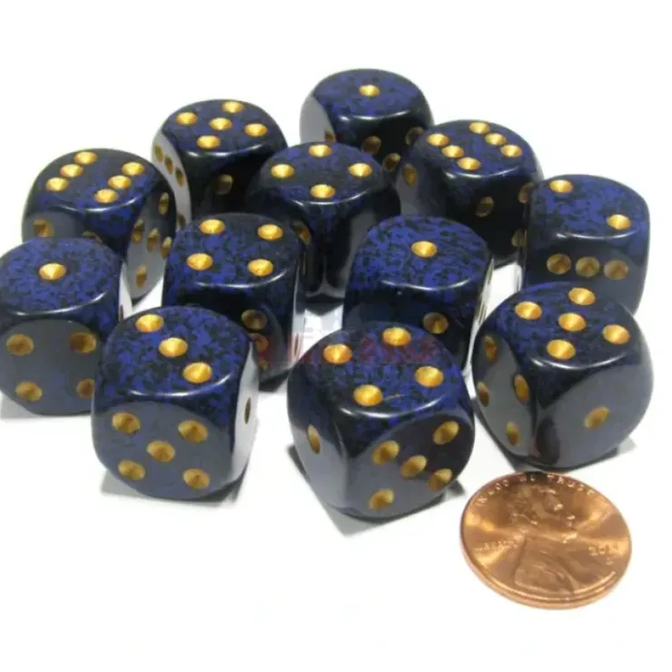 Dice>Speckled 16mm D6 Chessex Dice Block (12 Dice) - Golden Cobalt - Your Source for Gaming Essentials