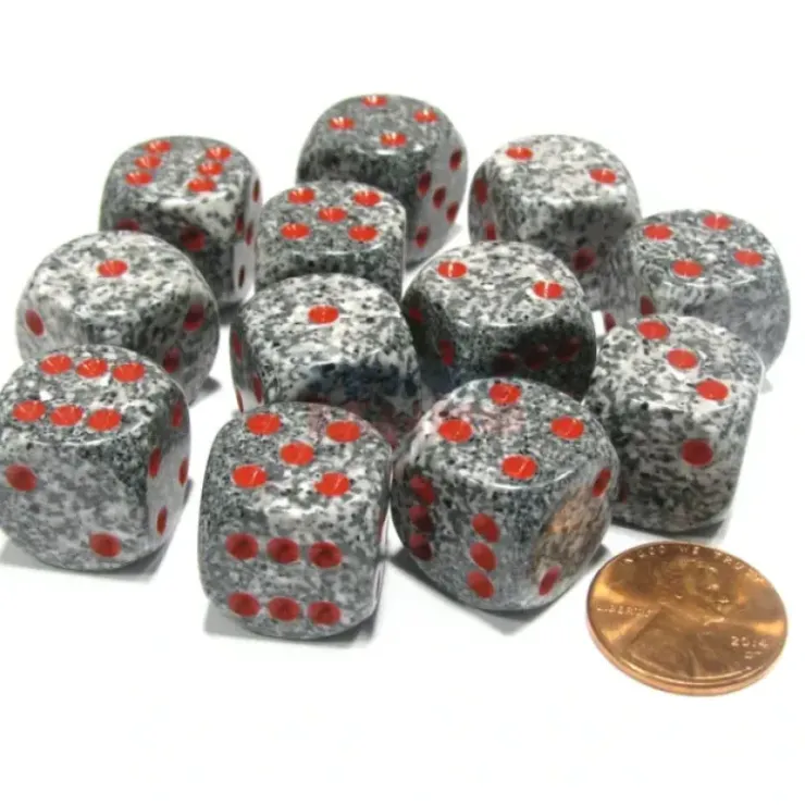 Dice>Speckled 16mm D6 Chessex Dice Block (12 Dice) - Granite - Your Source for Gaming Essentials