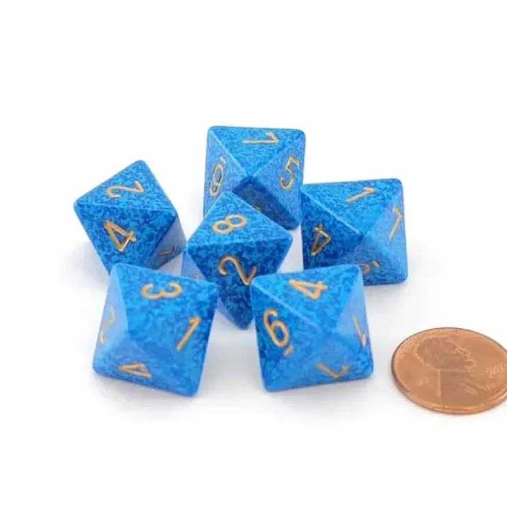 Dice>Speckled 15mm D8 Chessex Dice, 6 Pieces - Golden Water - Your Source for Gaming Essentials