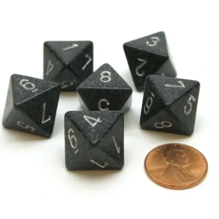 Dice>Speckled 15mm 8 Sided D8 Chessex Dice, 6 Pieces - Ninja - Your Source for Gaming Essentials