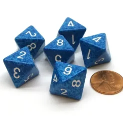 Dice>Speckled 15mm 8 Sided D8 Chessex Dice, 6 Pieces - Water - Your Source for Gaming Essentials