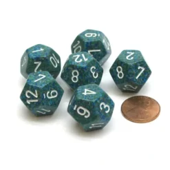 Dice>Speckled 18mm 12 Sided D12 Chessex Dice, 6 Pieces - Sea - Your Source for Gaming Essentials