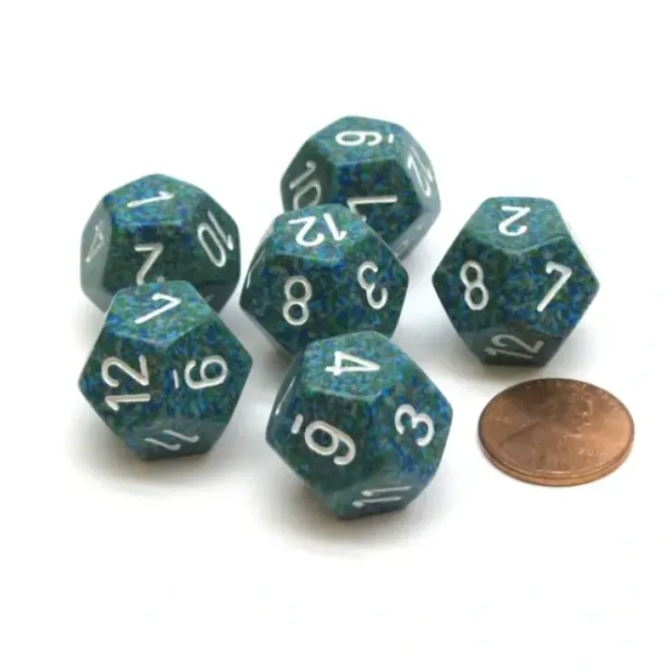 Dice>Speckled 18mm 12 Sided D12 Chessex Dice, 6 Pieces - Sea - Your Source for Gaming Essentials