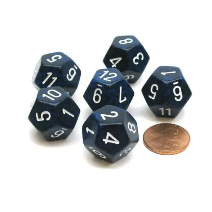 Dice>Speckled 18mm 12 Sided D12 Chessex Dice, 6 Pieces - Stealth - Your Source for Gaming Essentials