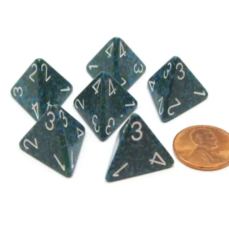 Dice>Speckled 18mm 4 Sided D4 Chessex Dice, 6 Pieces - Sea - Your Source for Gaming Essentials