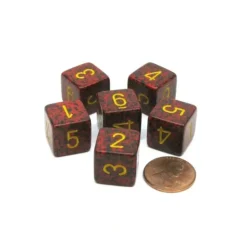 Dice>Speckled 15mm 6 Sided D6 Polyhedral Chessex Dice, 6 Pieces - Mercury - Your Source for Gaming Essentials
