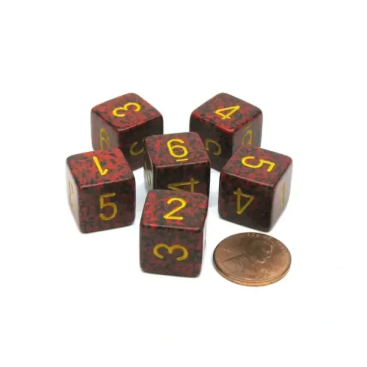 Dice>Speckled 15mm 6 Sided D6 Polyhedral Chessex Dice, 6 Pieces - Mercury - Your Source for Gaming Essentials