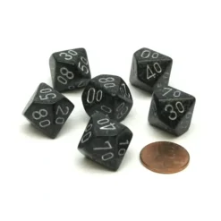 Dice>Speckled 16mm Tens D10 (00-90) Chessex Dice, 6 Pieces - Ninja - Your Source for Gaming Essentials