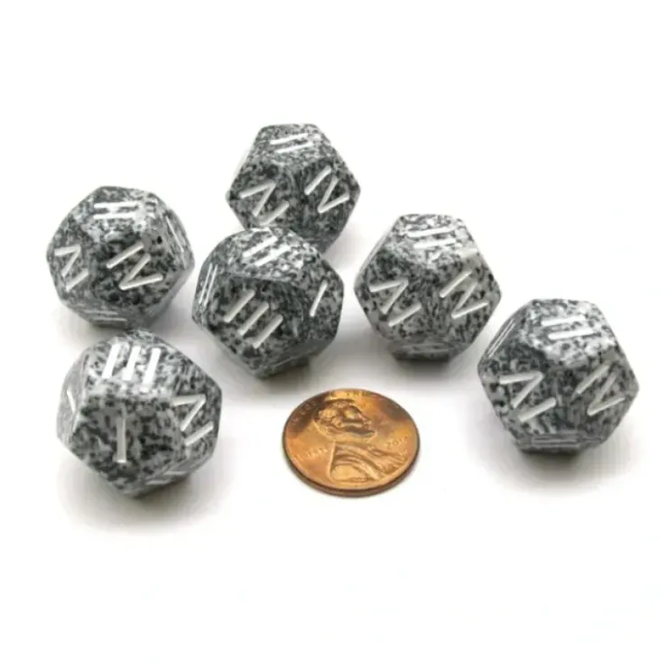 Dice>Speckled Roman Granite D4 Chessex Dice, 6 Pieces Roman Numerals - Your Source for Gaming Essentials