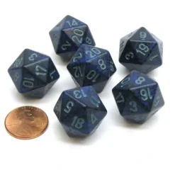 Dice>Speckled 20 Sided D20 Chessex Dice, 6 Pieces - Cobalt - Your Source for Gaming Essentials