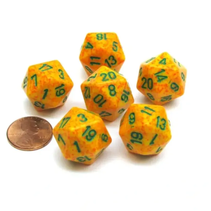 Dice>Speckled 20 Sided D20 Chessex Dice, 6 Pieces - Lotus - Your Source for Gaming Essentials