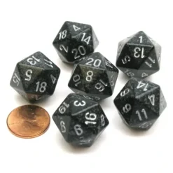 Dice>Speckled 20 Sided D20 Chessex Dice, 6 Pieces - Ninja - Your Source for Gaming Essentials
