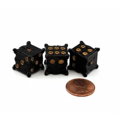 Dice>Tiny Epic Skull Shaped Dice, 3 Pieces - Novelty Dice, Black with Gold Pips - Your Source for Gaming Essentials